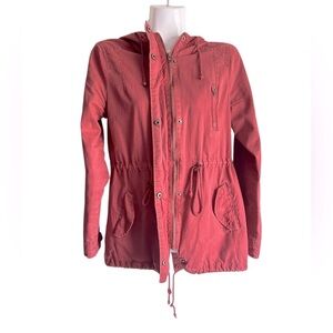 Ambiance Burgundy Jacket Women's Hooded Jacket Size Medium